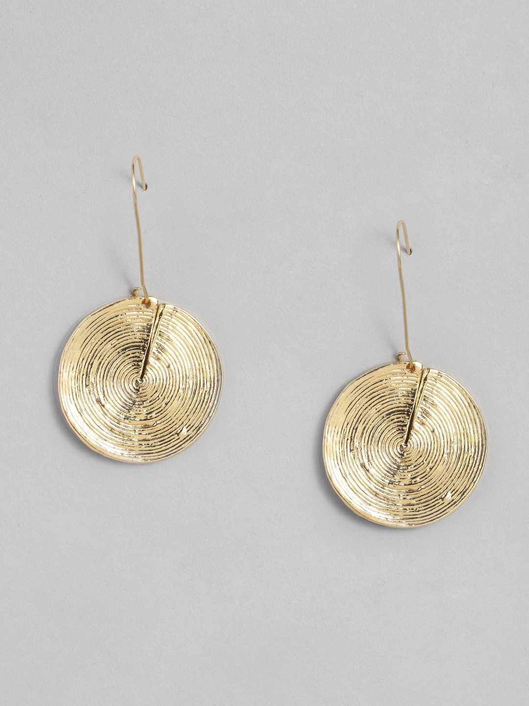 

DressBerry Gold-Toned Circular Drop Earrings