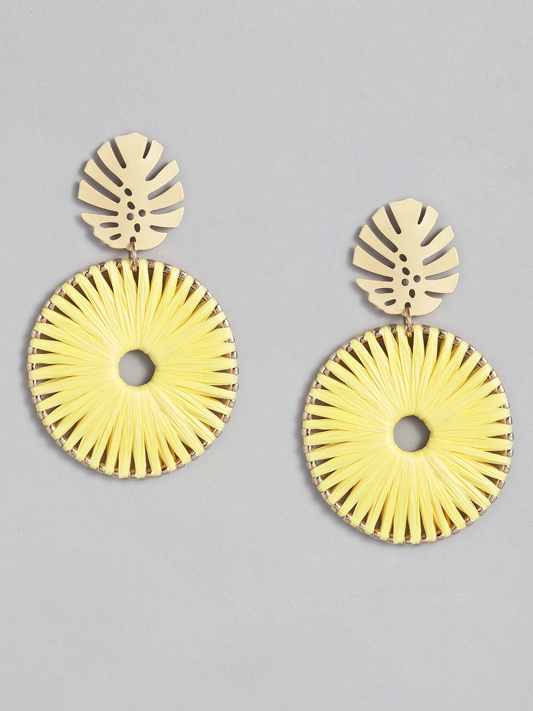 

DressBerry Gold-Plated & Yellow Circular Drop Earrings