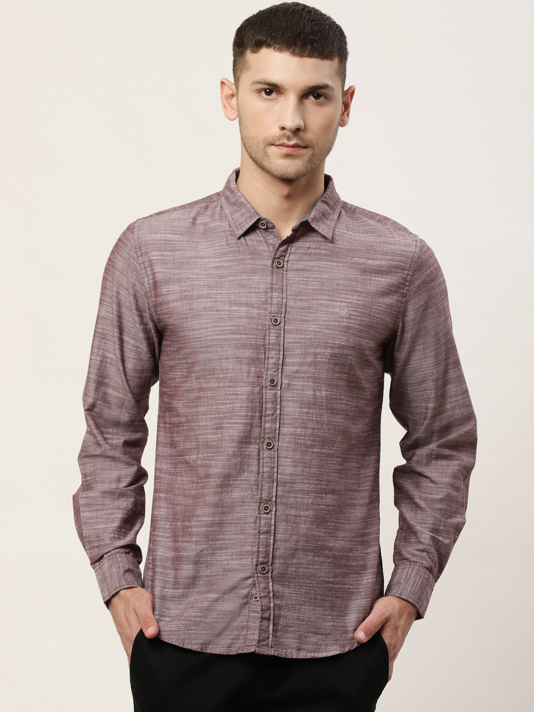 

United Colors of Benetton Men Mauve Slim Fit Solid Casual Shirt