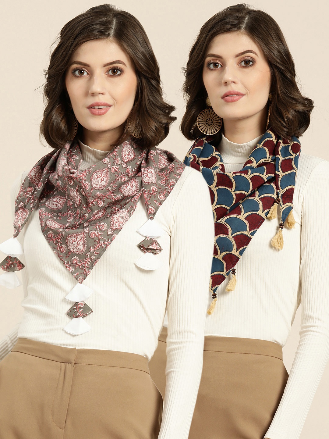 

Shae by SASSAFRAS Women Pack Of 2 Printed Scarves, Blue