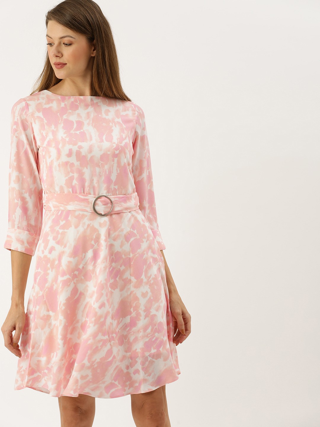 

AND Women Pink Printed A-Line Dress