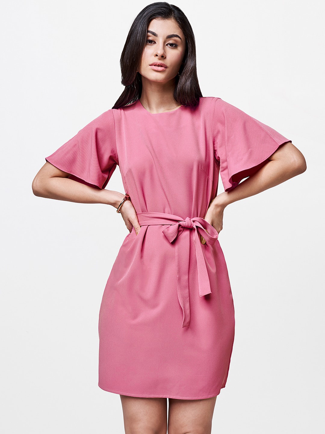 

AND Women Magenta Solid A-Line Dress