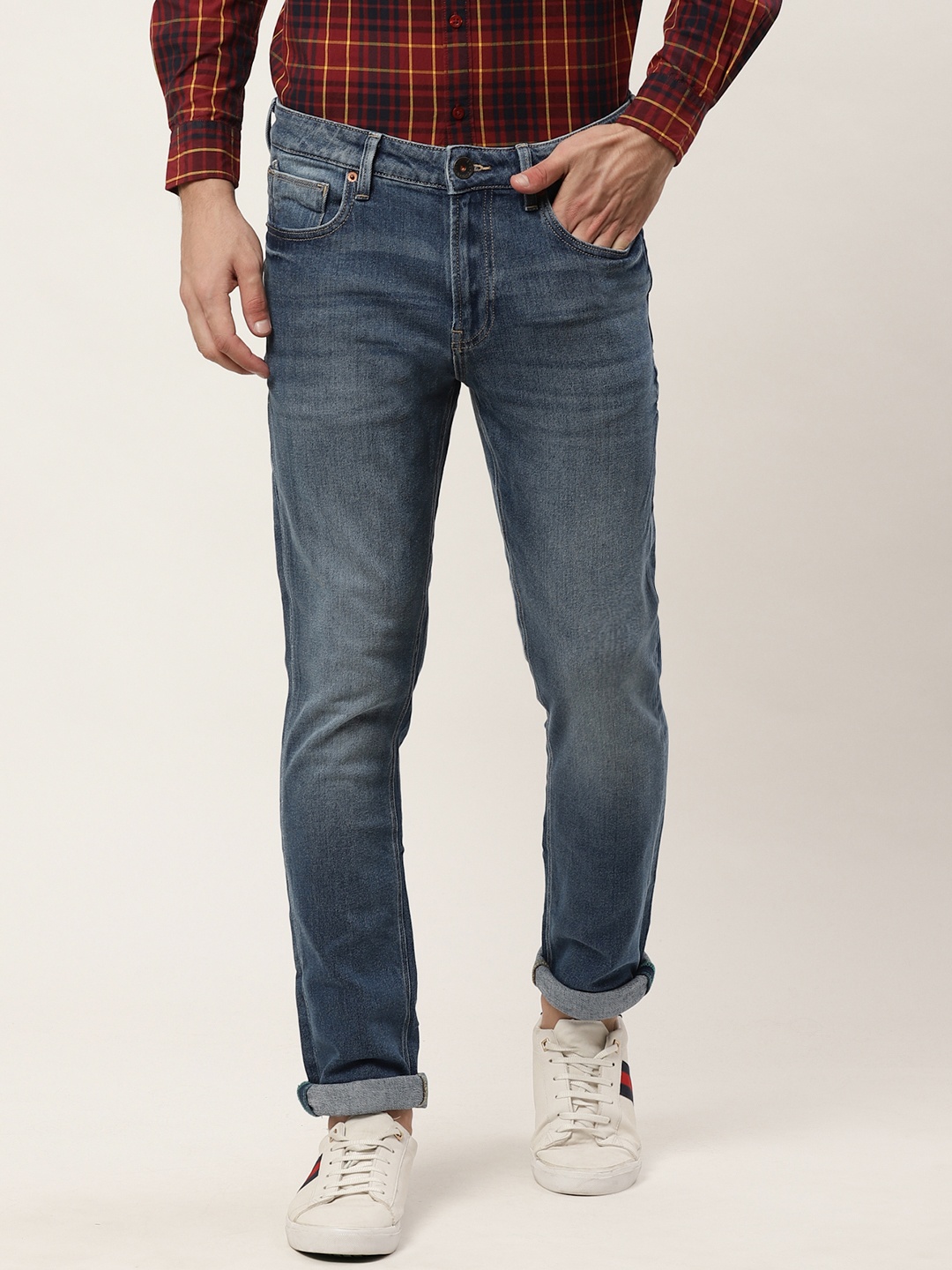 

United Colors of Benetton Men Navy Blue Skinny Fit Mid-Rise Clean Look Stretchable Jeans