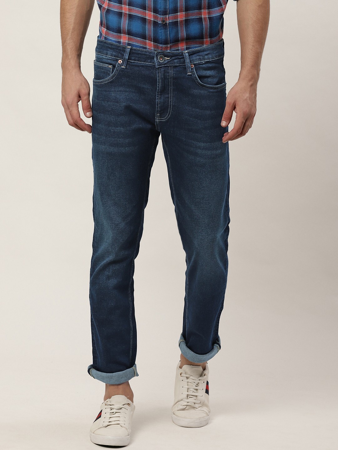 

United Colors of Benetton Men Navy Blue Skinny Fit Mid-Rise Clean Look Jeans