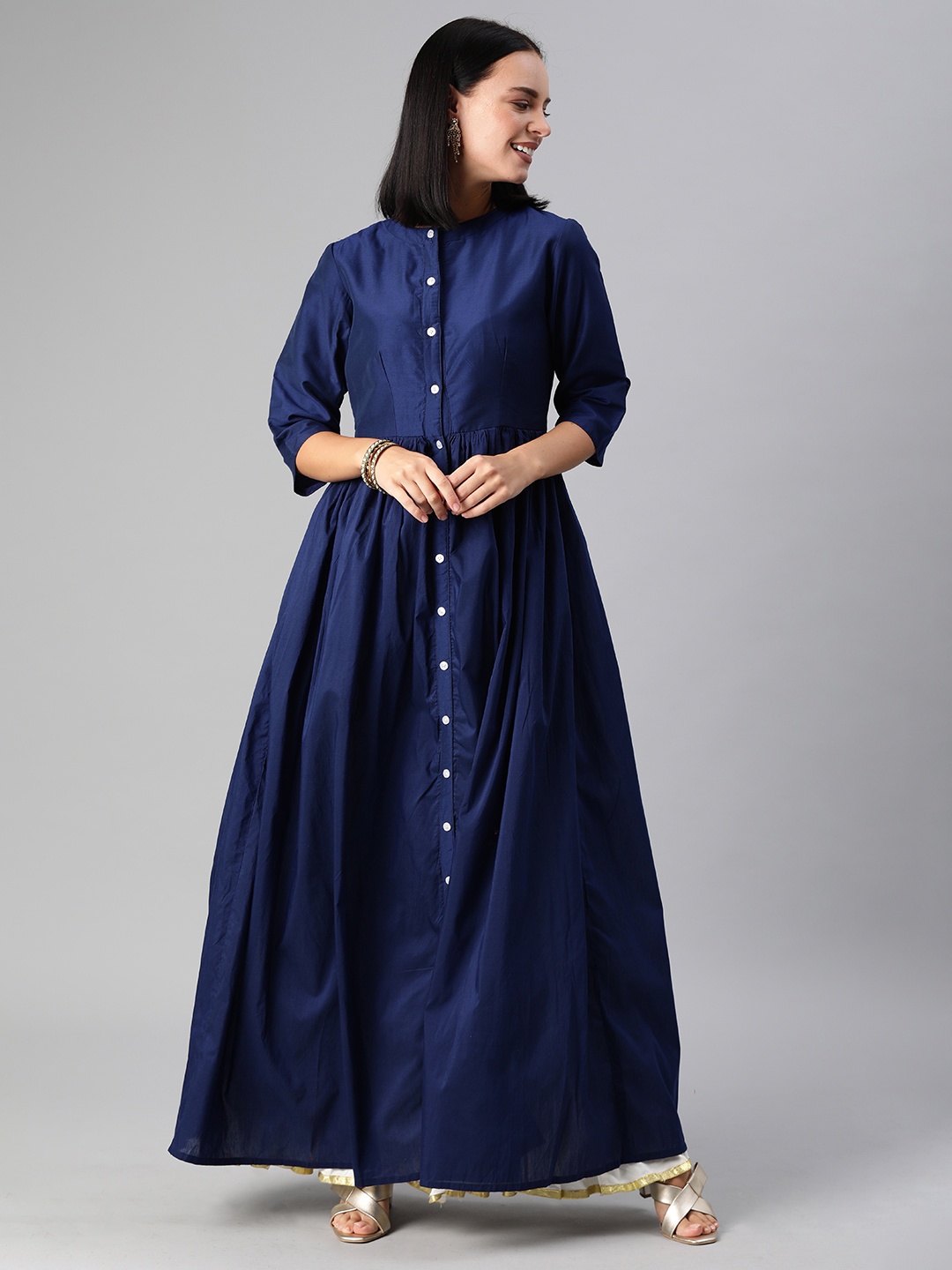 

Ethnovog Women Blue Solid A-Line Kurta