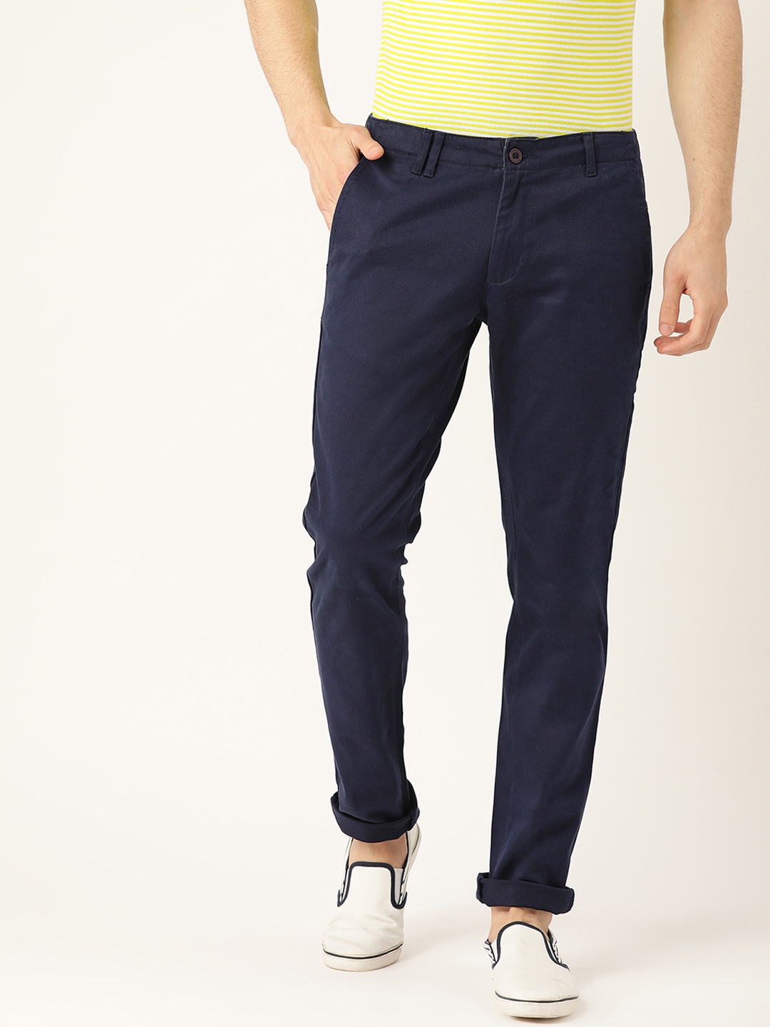 

United Colors of Benetton Men Navy Blue Slim Fit Solid Chinos