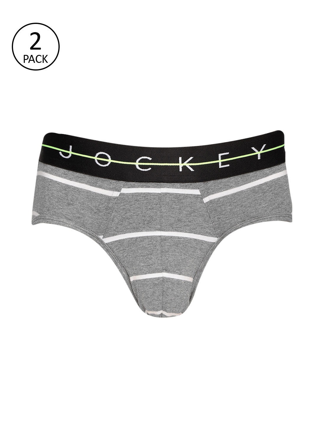 

Jockey Men Pack of 2 Striped Briefs 10906462-2, Grey melange