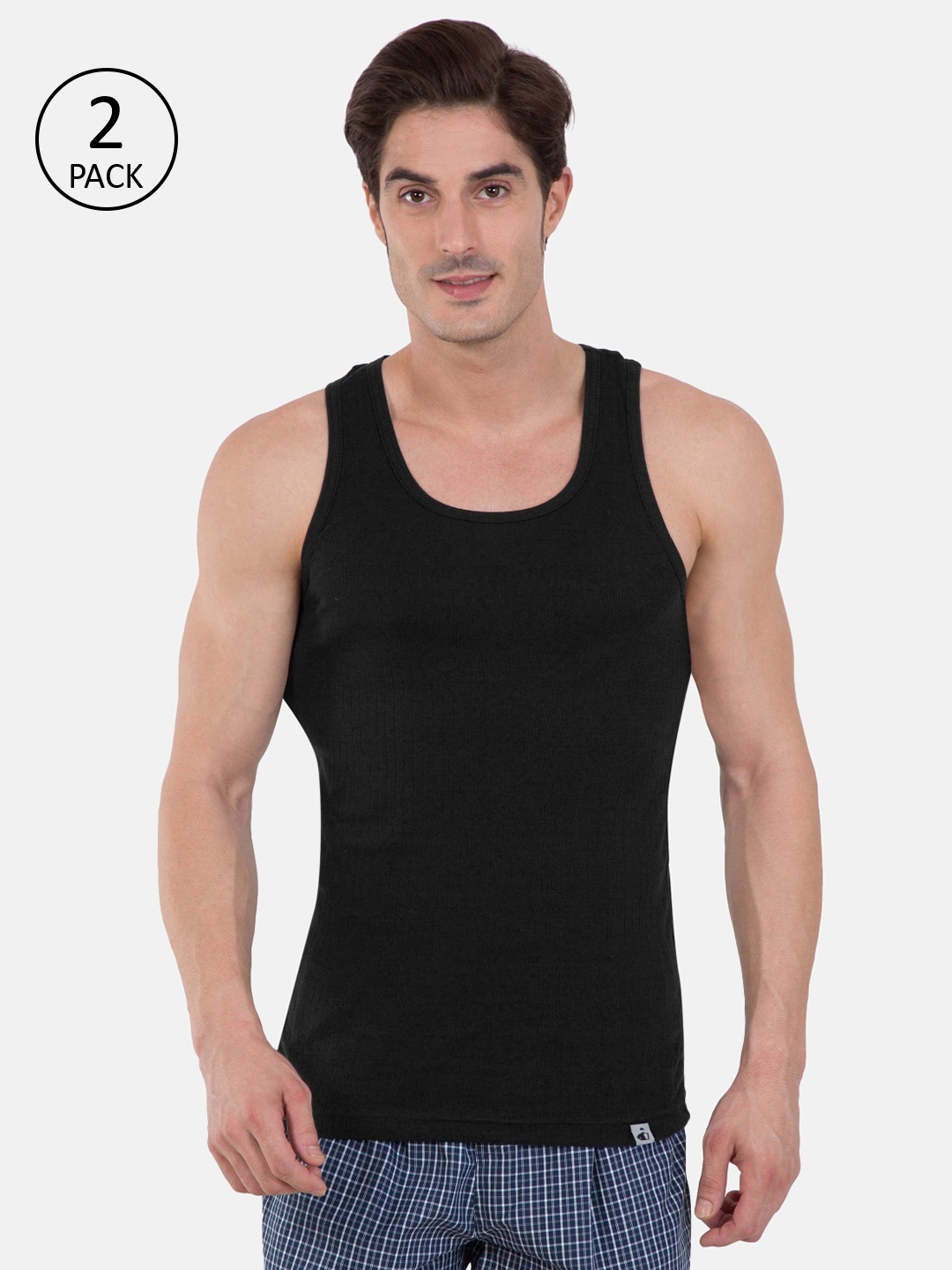 

Jockey Men Pack Of 2 Black Ribbed Innerwear Vests