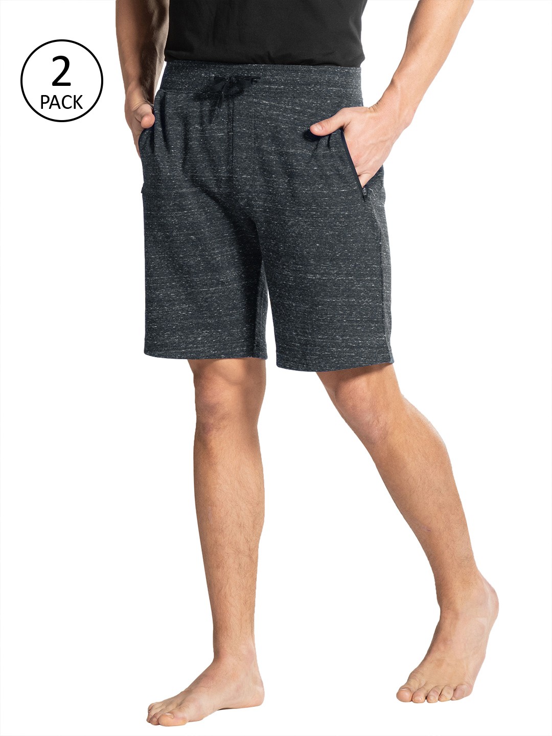 

Jockey Men Pack of 2 Charcoal Grey Solid Lounge Shorts