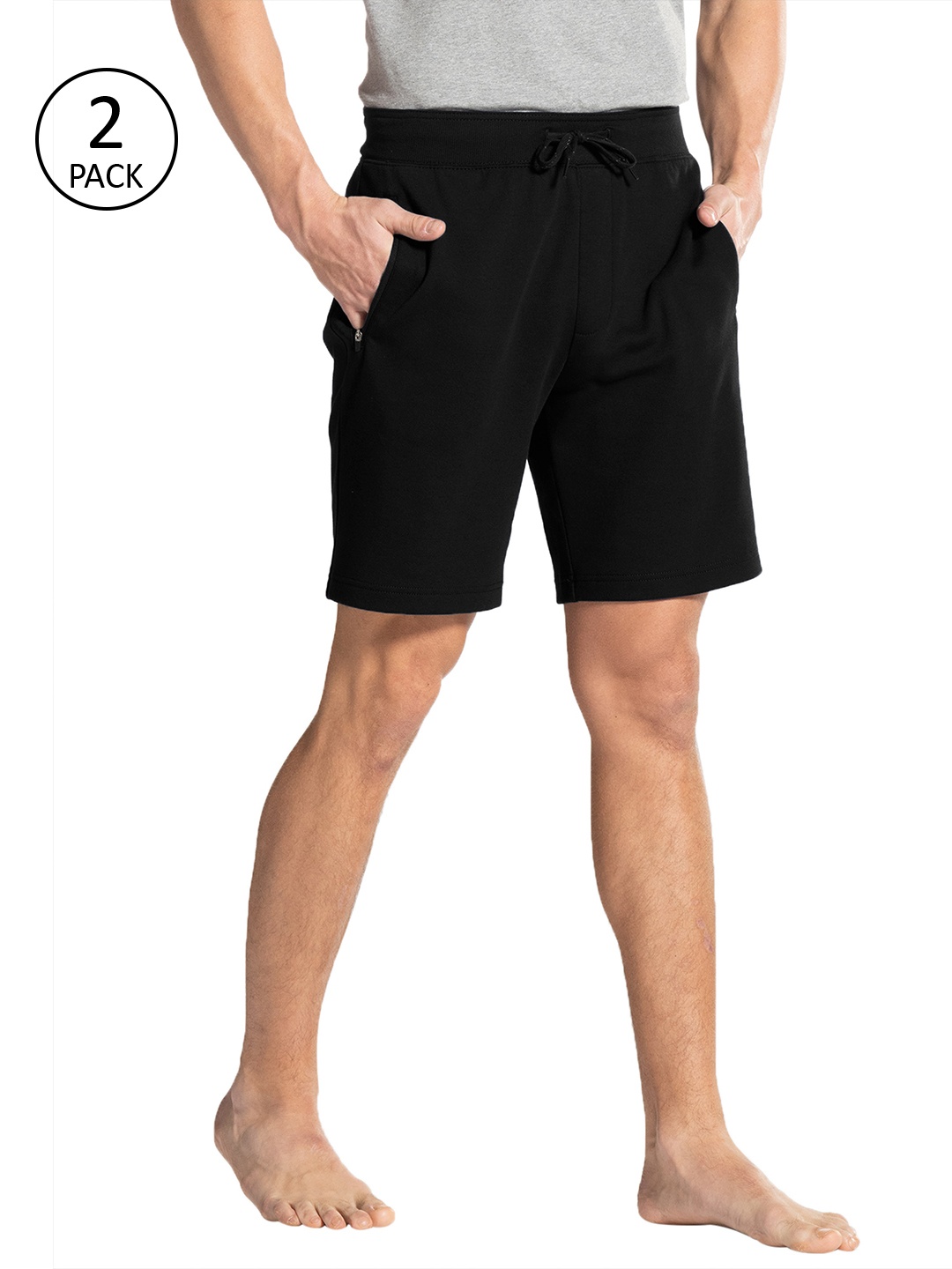 

Jockey Men Pack of 2 Black Solid Lounge Shorts