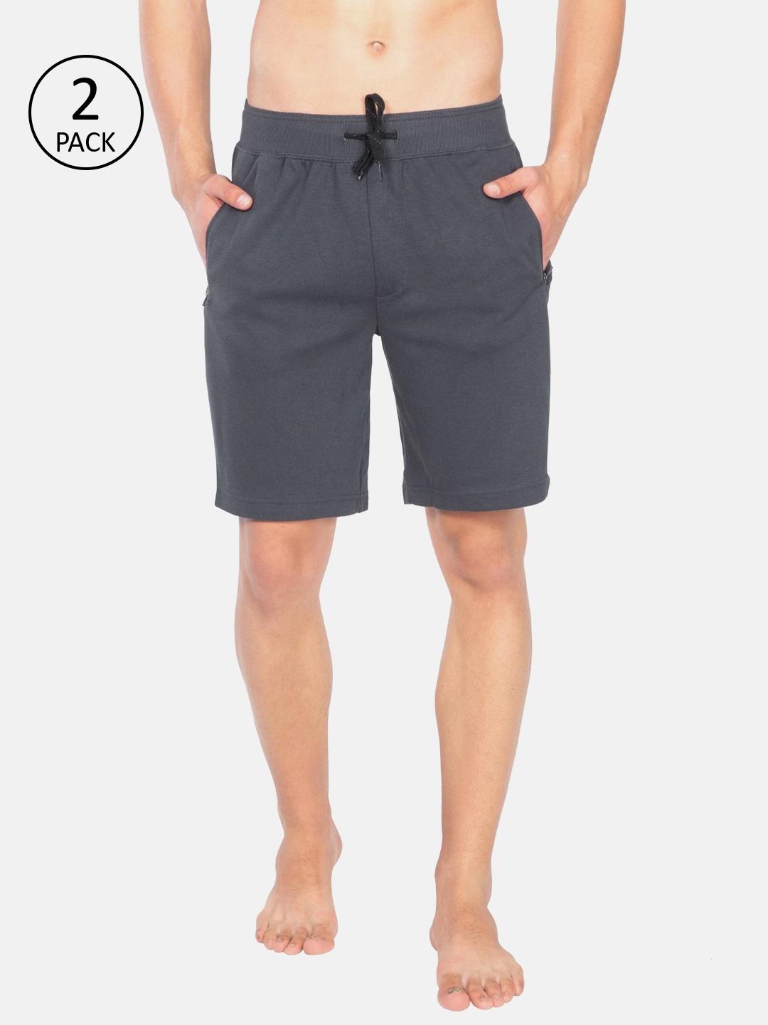 

Jockey Men Pack of 2 Charcoal Grey Solid Lounge Shorts
