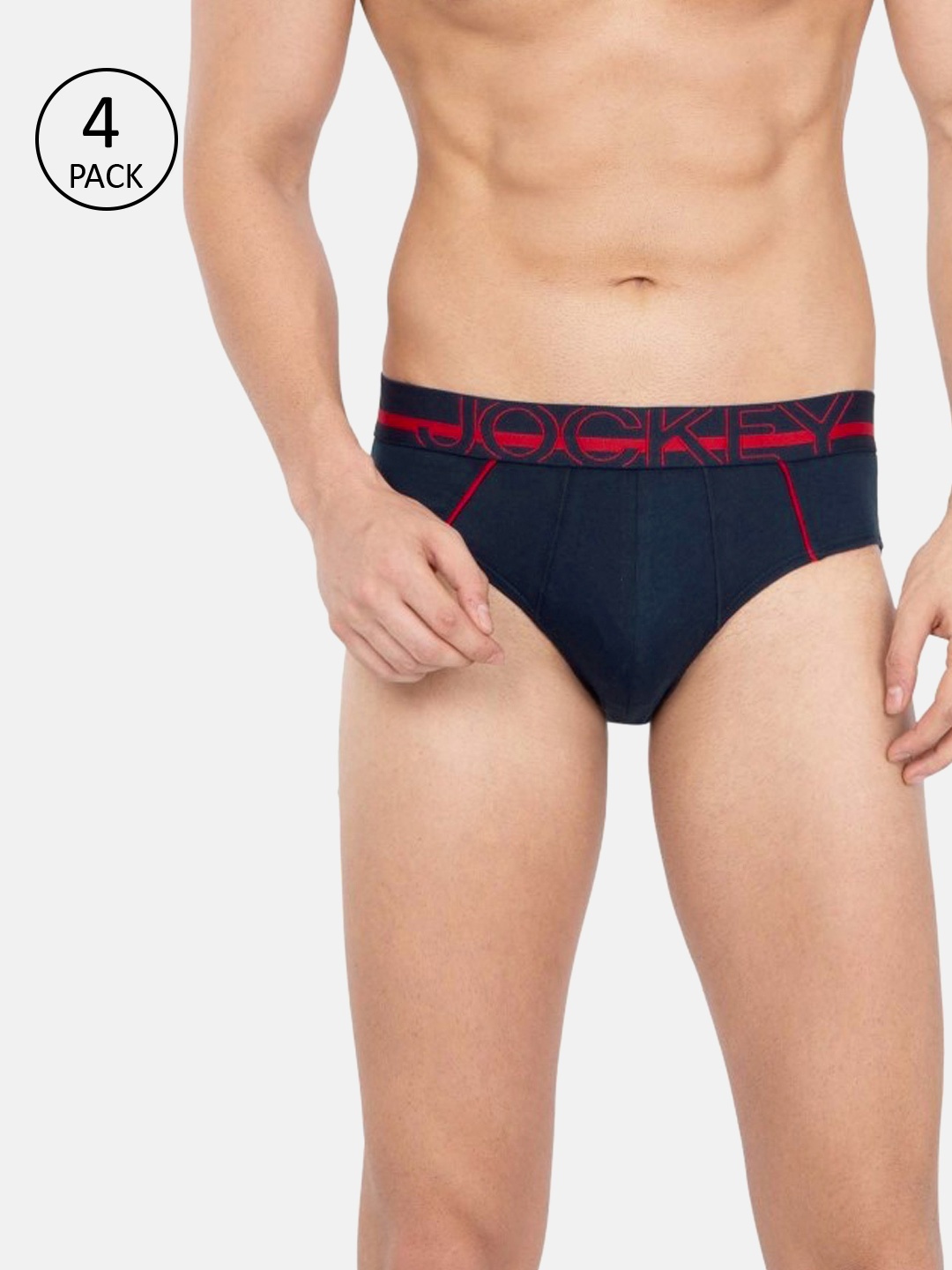 

Jockey Men Pack of 4 Navy Blue Solid Briefs US14-0205