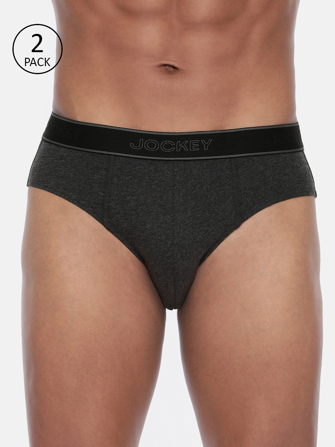 

Jockey Men Pack Of 2 Charcoal Grey Solid Briefs 1010-0105