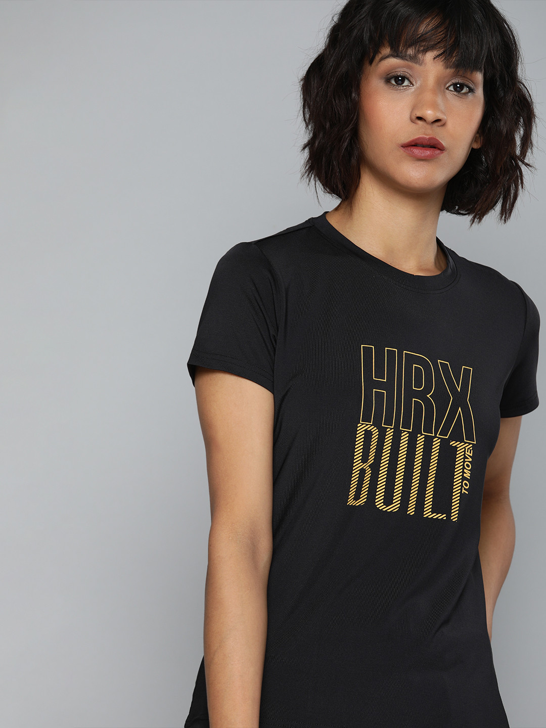 

HRX by Hrithik Roshan Women Jet Black Solid Rapid-Dry N9 Antimicrobial technology Training Tshirts