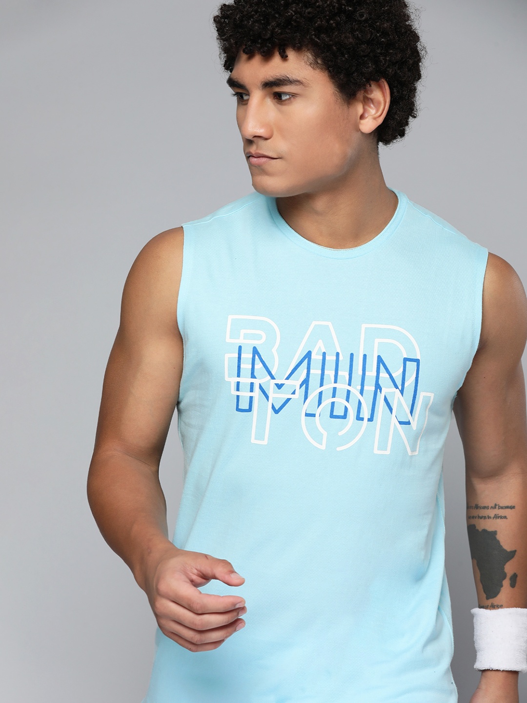 

HRX by Hrithik Roshan Men Blue Sports Printed Pure Cotton T-shirt