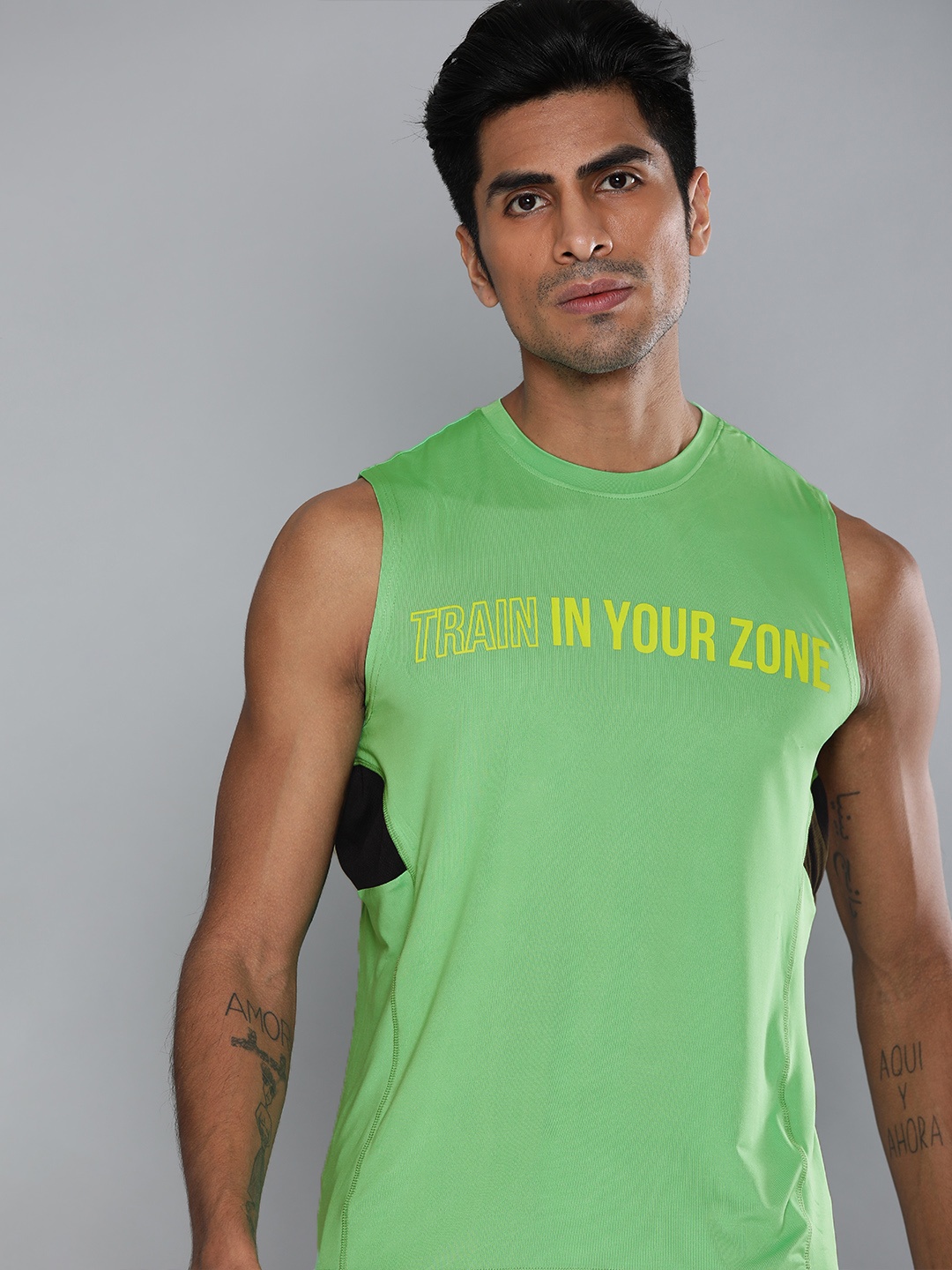 

HRX by Hrithik Roshan Men Green Rapid-Dry N9 Antimicrobial Technology Training T-shirt