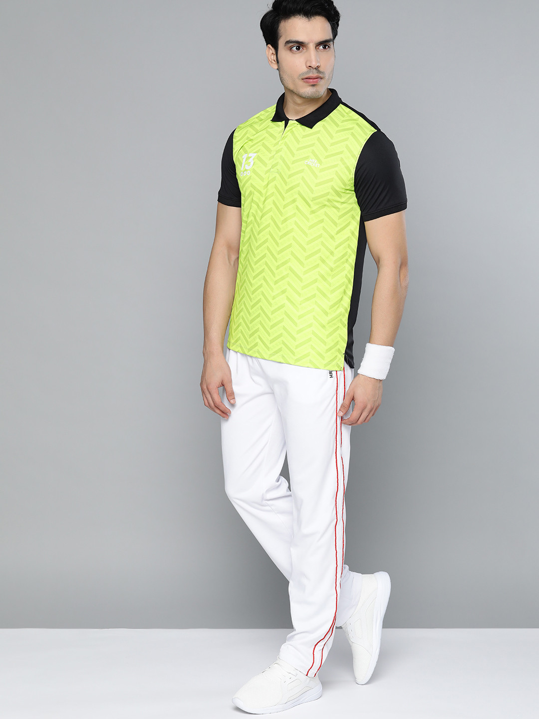 

HRX By Hrithik Roshan Men Wild Lime Printed Rapid Dry Polo Cricket T-shirt, Lime green