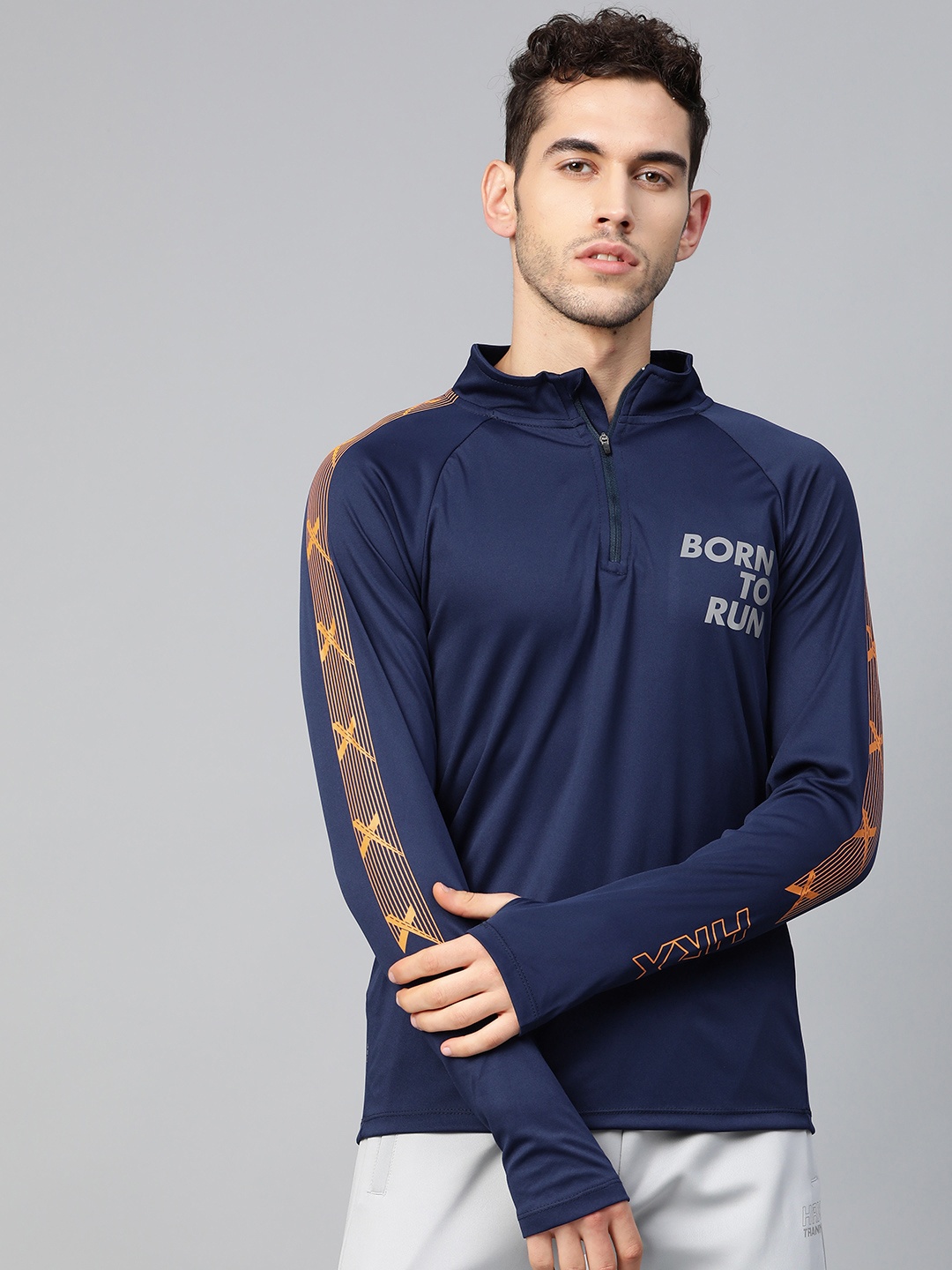 

Hrx By Hrithik Roshan Men Moonlit Ocean Solid Rapid-Dry N9 Antimicrobial Running T-shirt, Navy blue