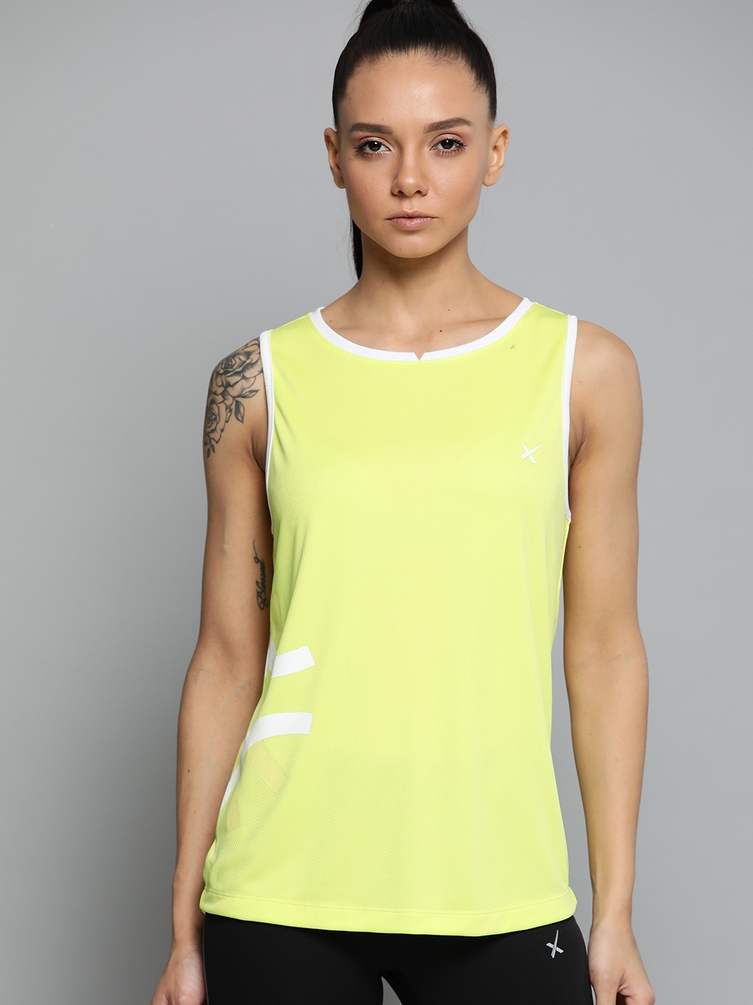 

HRX By Hrithik Roshan Women Wild Lime Printed Rapid-Dry Racket Sports Tank Top, Fluorescent green