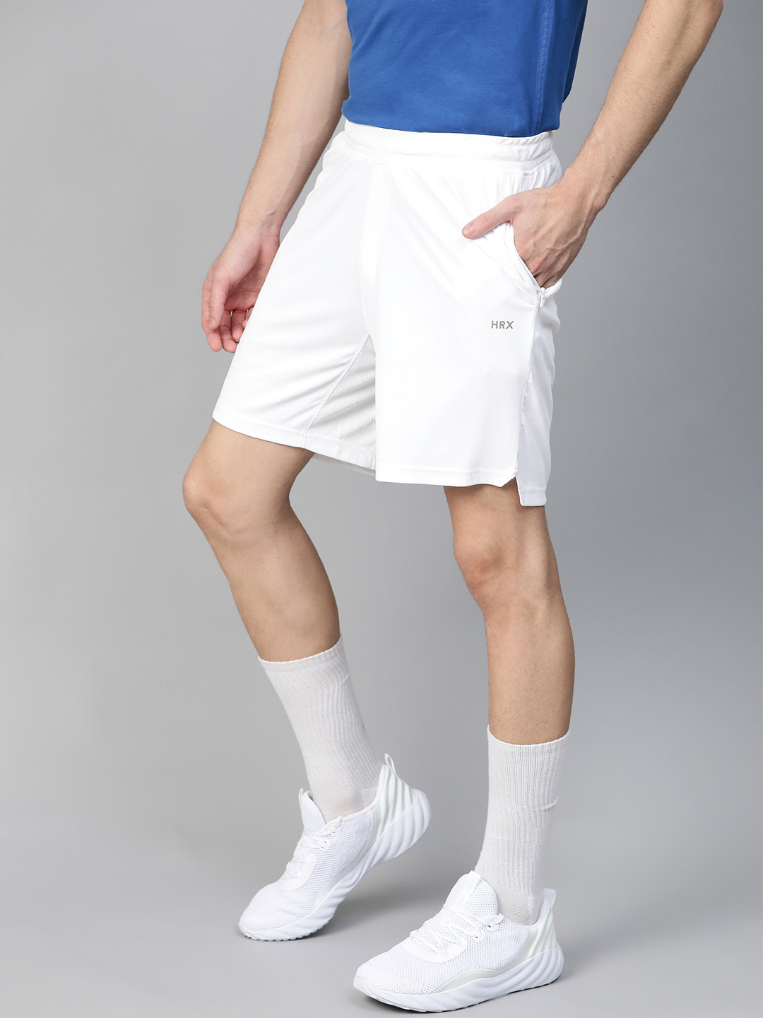 

HRX by Hrithik Roshan Men Bright white Solid Regular Fit Rapid-Dry Racket Sports Shorts