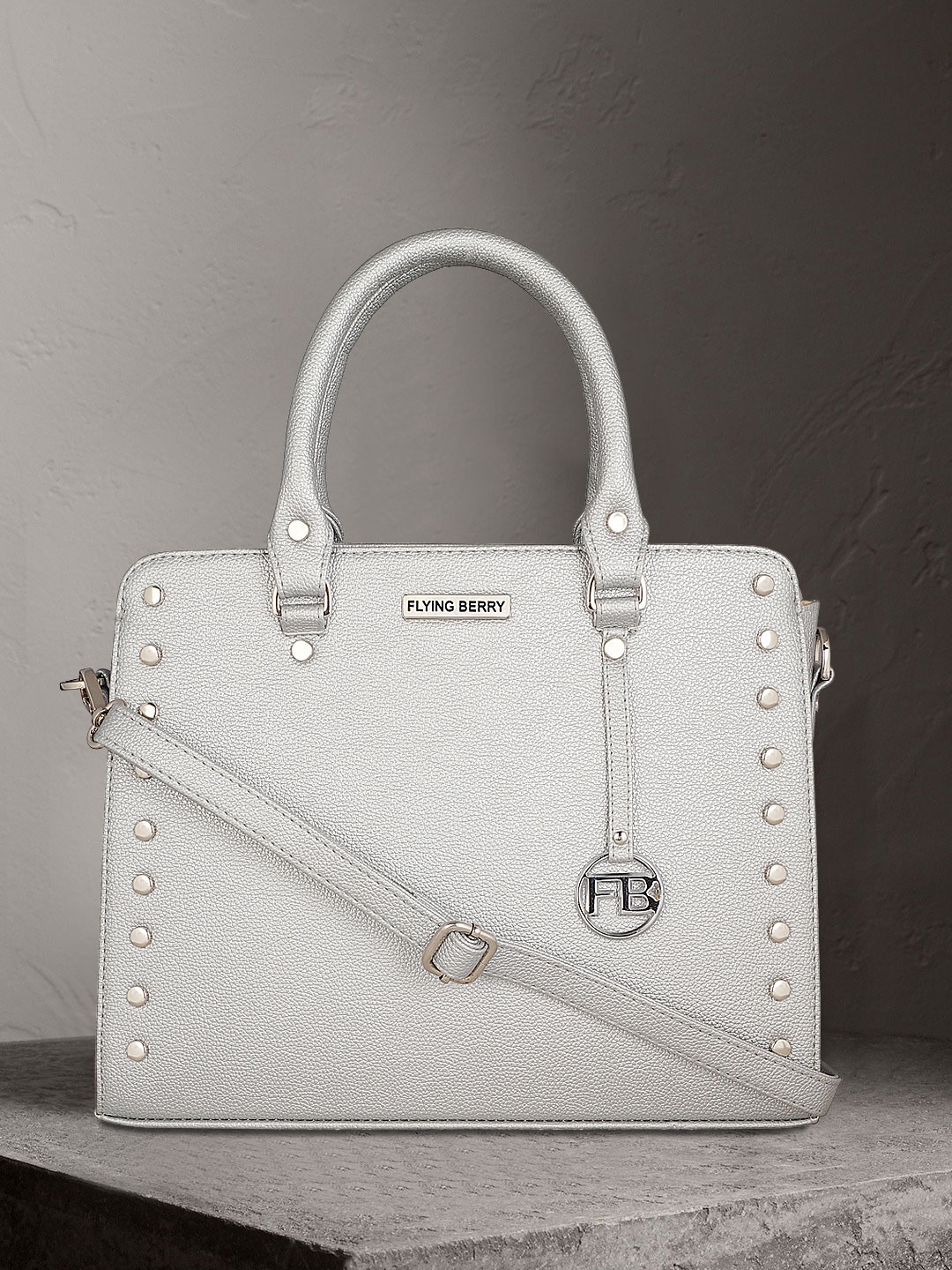 

FLYING BERRY Grey Solid Handheld Bag