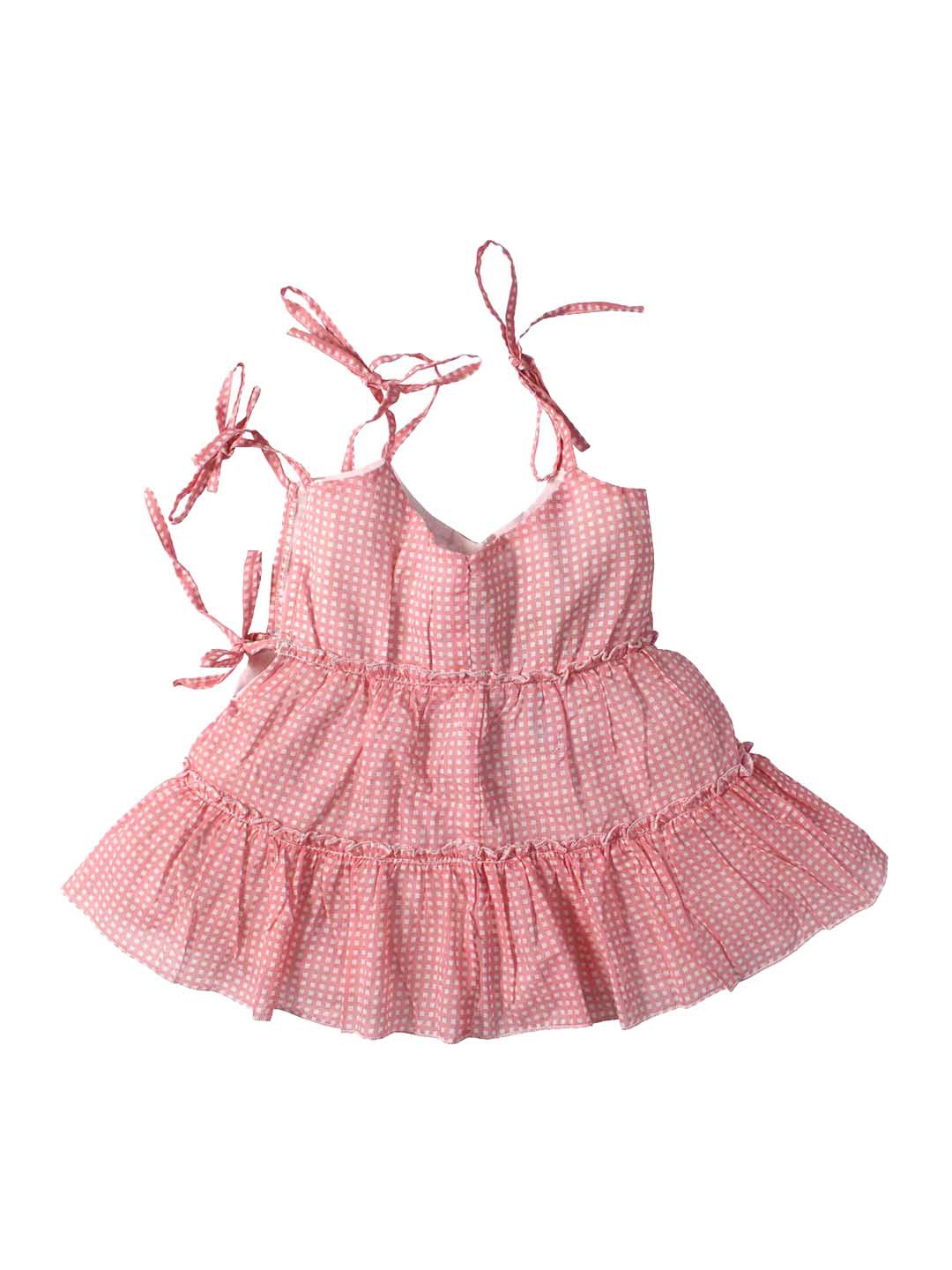 

Nino Bambino Girls Pink & White Organic Cotton Checked Fit and Flare Dress