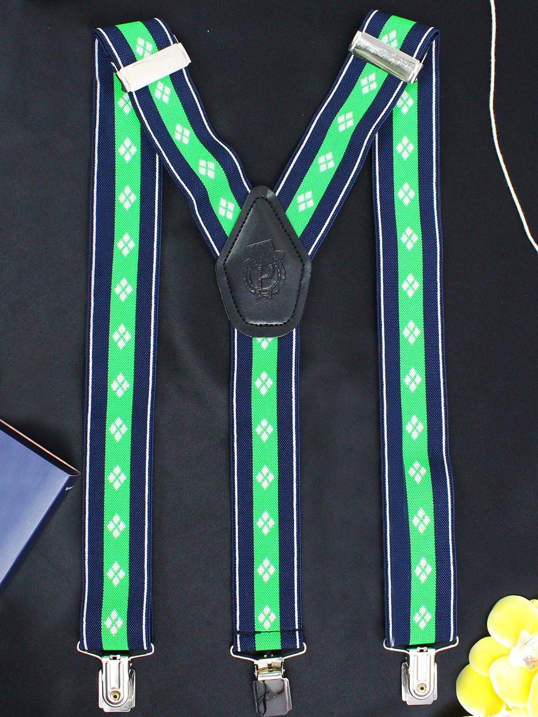 

PELUCHE Men Green & Black Patterned Flawless Suspenders