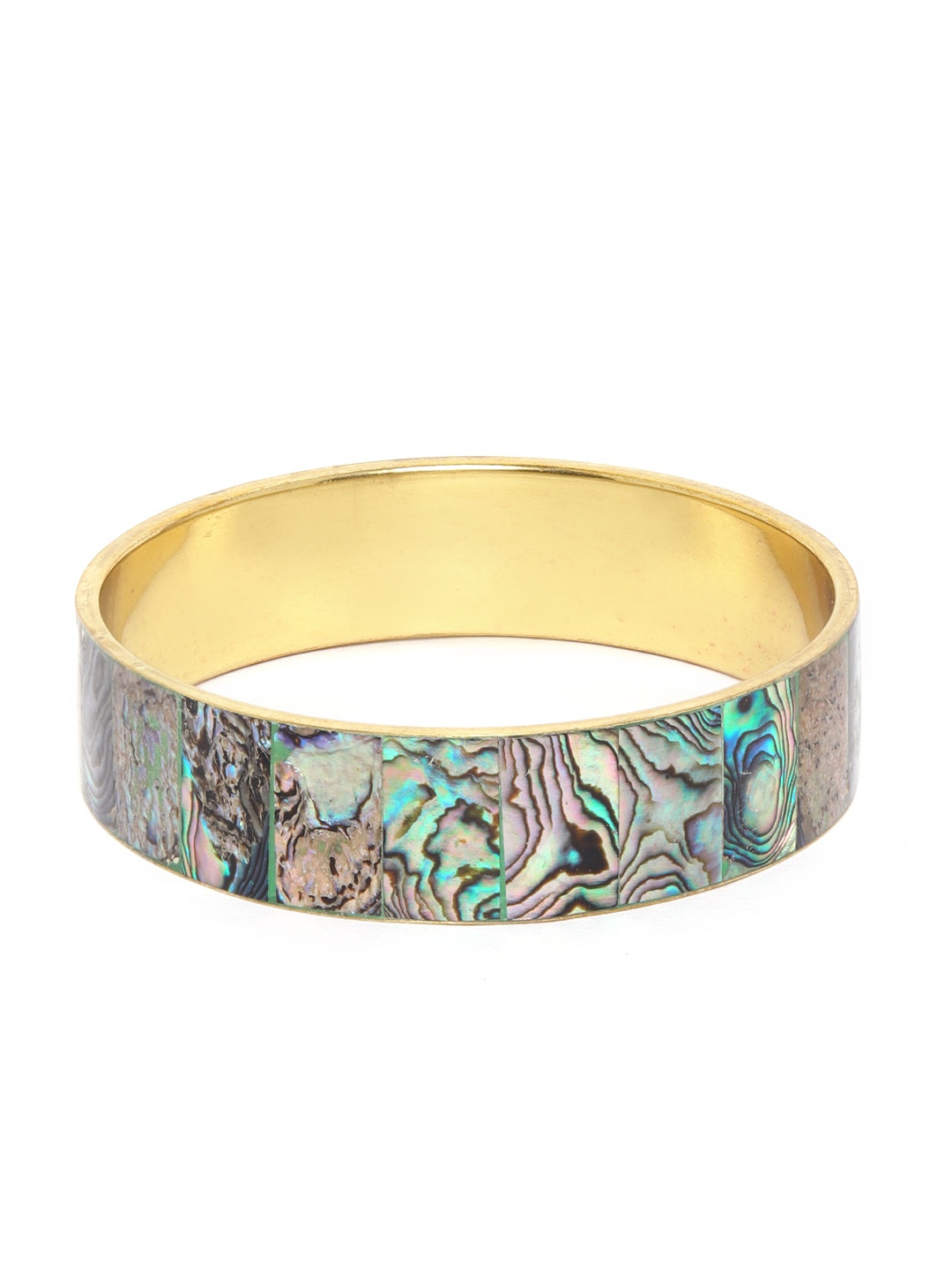 

RICHEERA Sea Green & Beige Gold-Plated Iridescent Effect Bangle