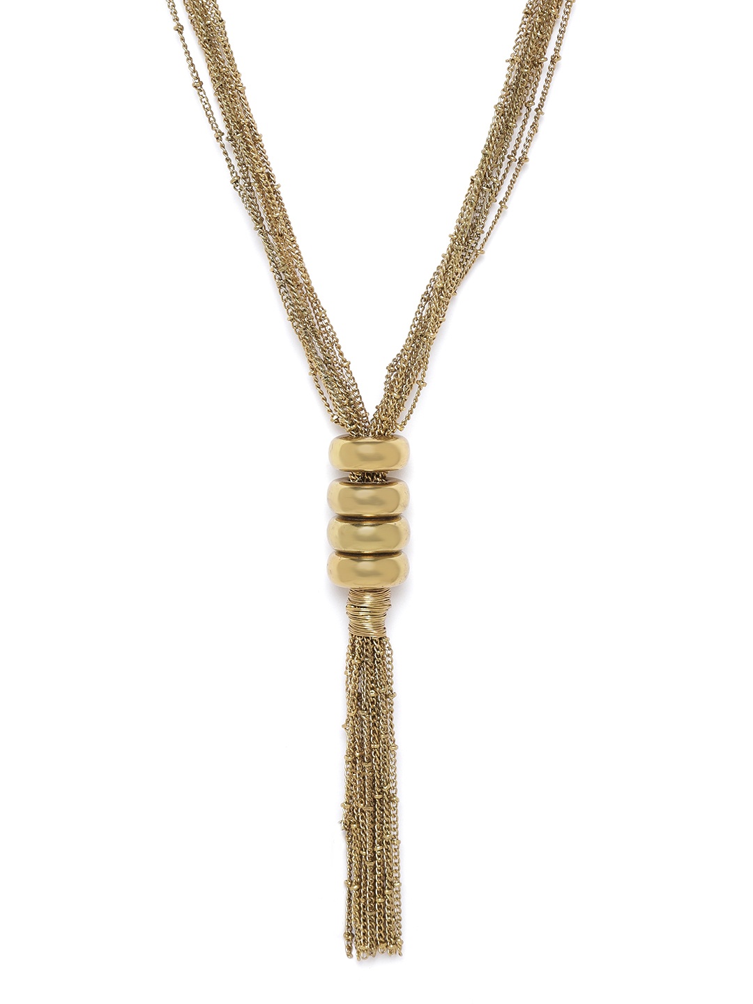 

RICHEERA Antique Gold-Plated Tasselled Multistranded Necklace