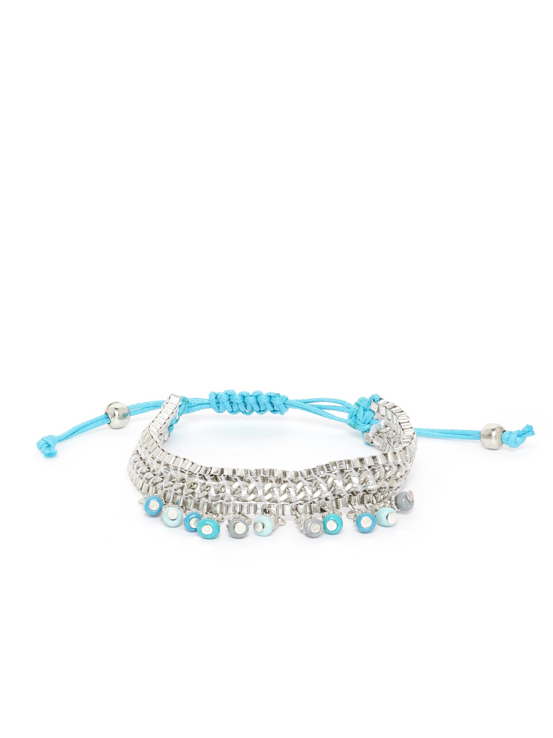 

RICHEERA Blue Silver-Plated Beaded Bracelet