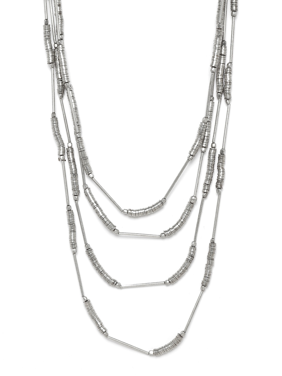 

RICHEERA Oxidised Silver-Plated Layered Necklace