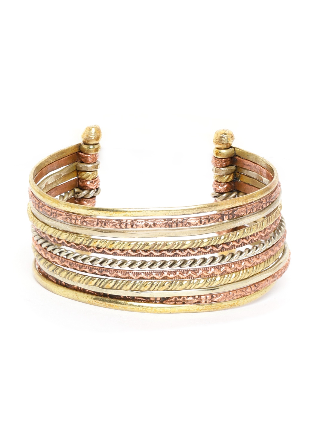 

RICHEERA Copper-Toned & Silver-Toned Antique Gold-Plated Cuff Bracelet