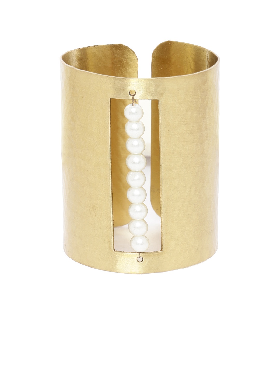 

RICHEERA White Gold-Plated Beaded Cuff Bracelet