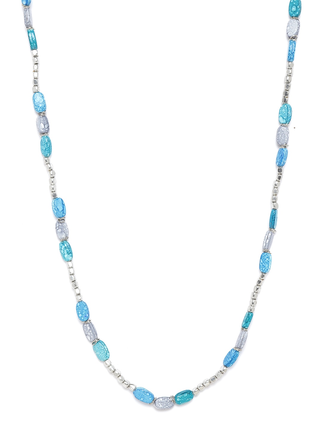 

RICHEERA Women Sea Green & Grey Silver-Plated Beaded Necklace