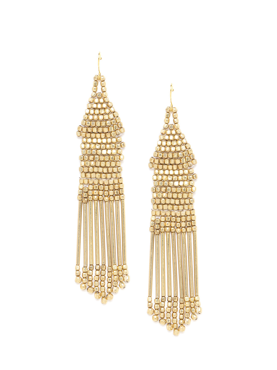 

RICHEERA Gold-Plated Beaded Tasselled Drop Earrings
