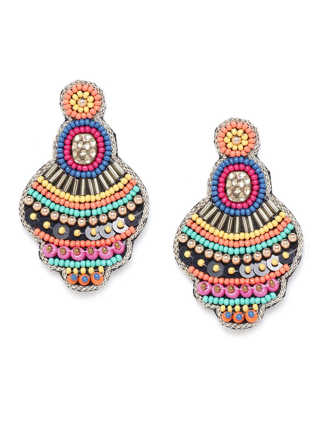 

RICHEERA Multicoloured Beaded Contemporary Drop Earrings, Multi