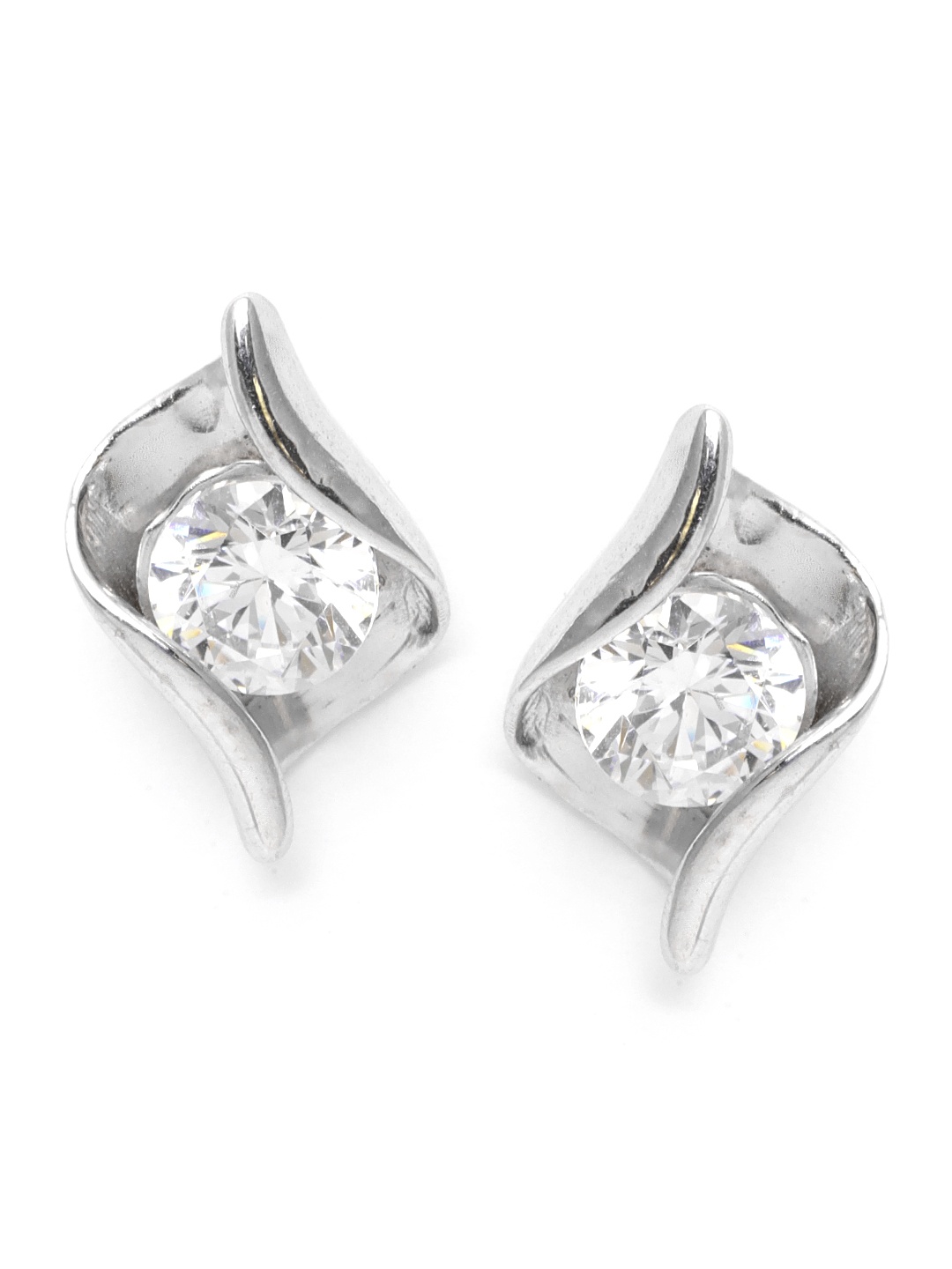

Clara Silver-Toned Swarovski Zirconia-Studded Platinum-Plated 92.5 Sterling Silver Studs