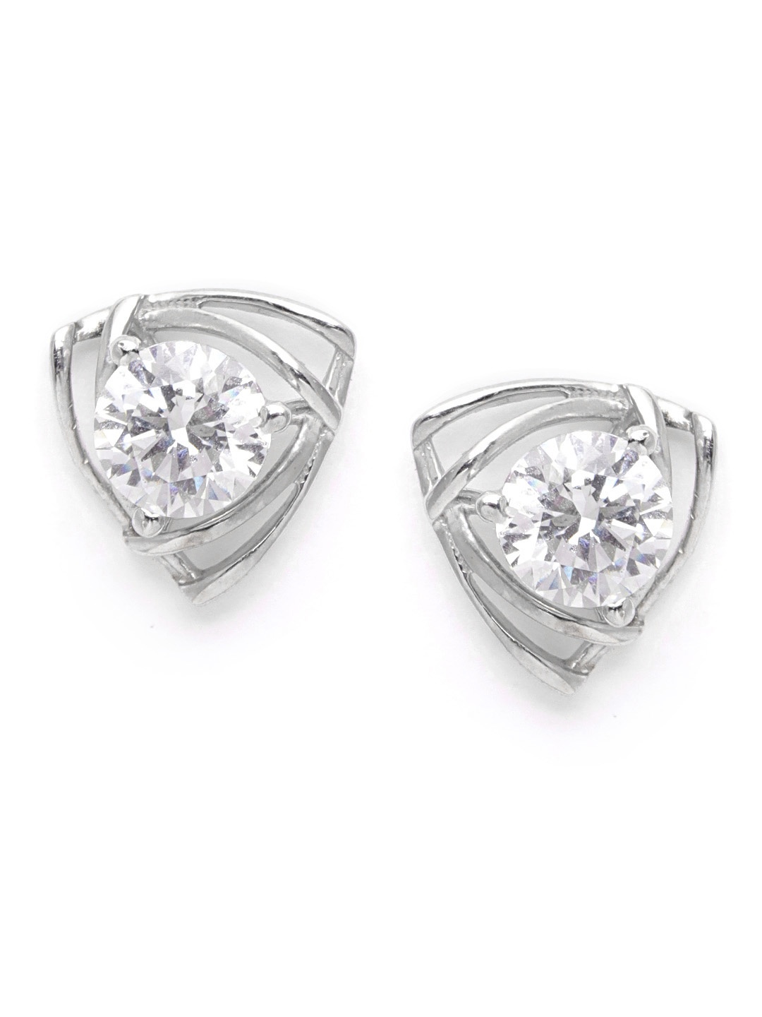 

Clara Silver-Toned Swarovski Zirconia-Studded Platinum-Plated 92.5 Sterling Silver Studs