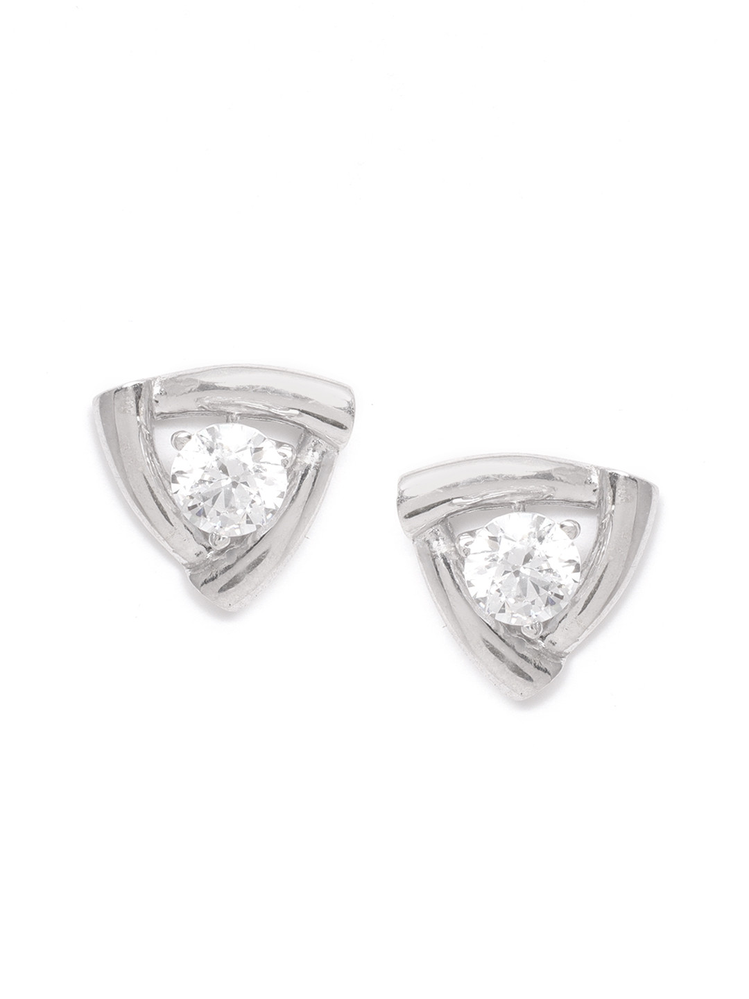 

Clara Silver-Toned Swarovski Zirconia-Studded Platinum-Plated 92.5 Sterling Silver Studs