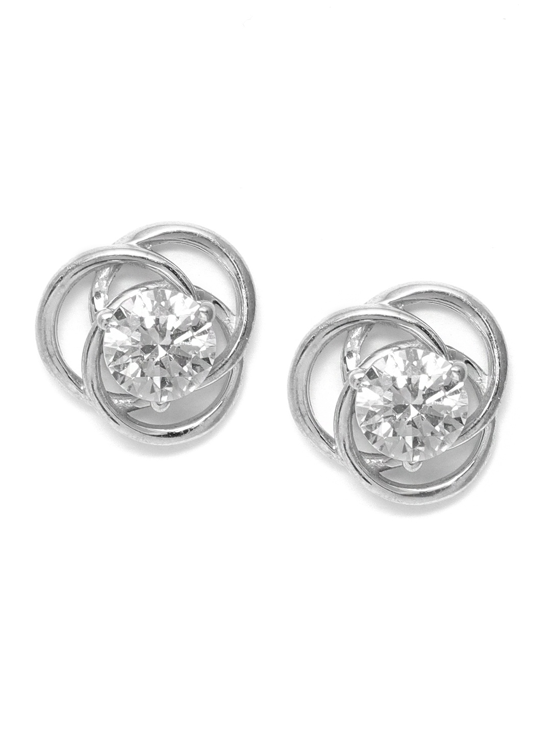 

Clara Silver-Toned Swarovski Zirconia-Studded Platinum-Plated 92.5 Sterling Silver Studs