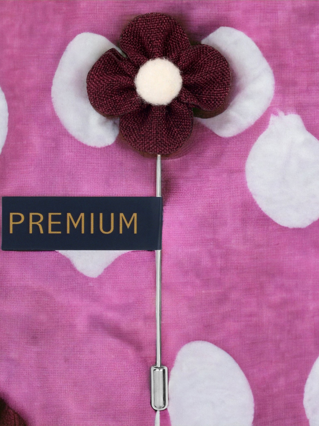 

PELUCHE Unisex Burgundy & White Flower Lapel Pin