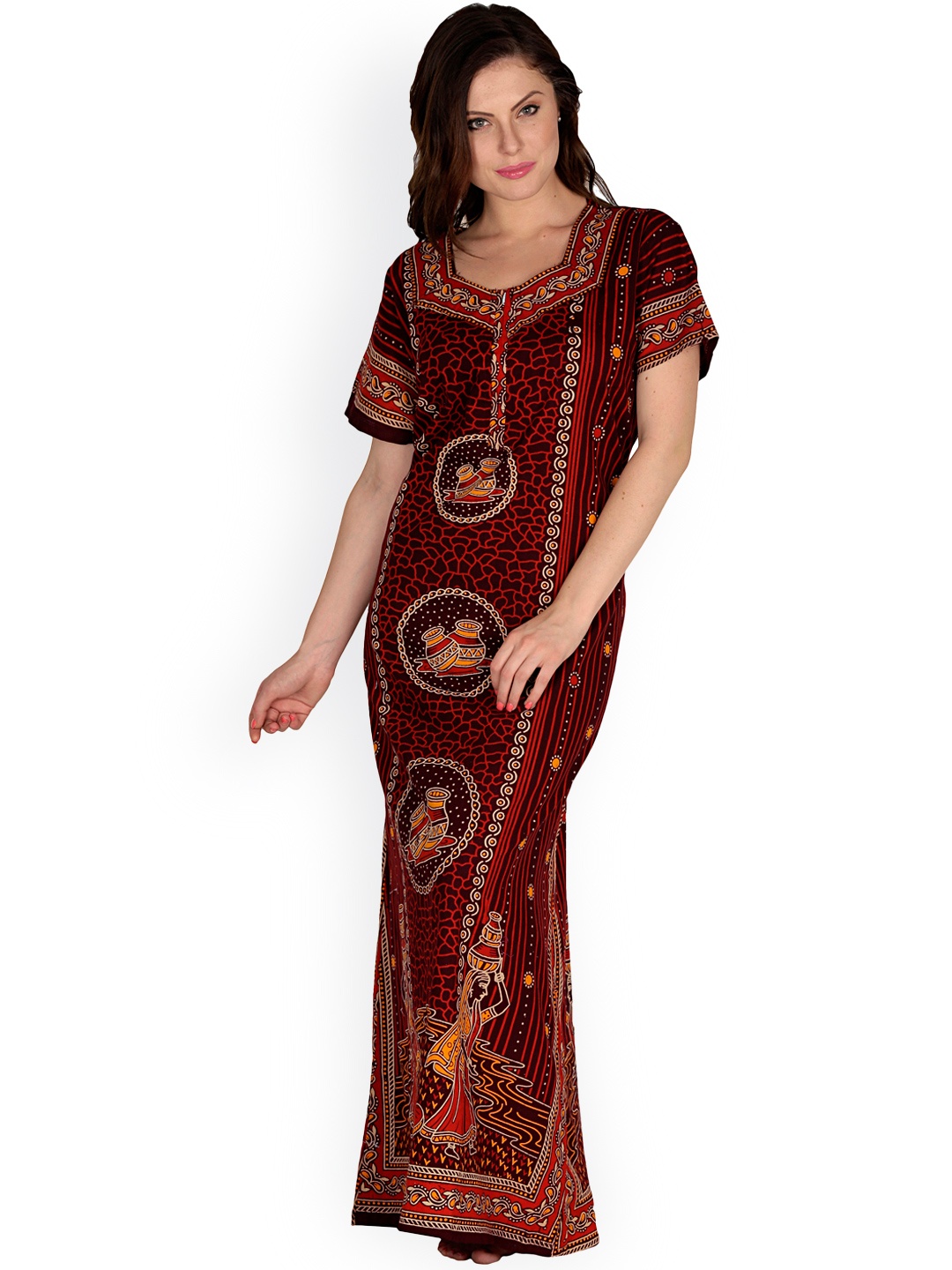 

Secret Wish Brown Printed Maxi Nightdress NT-73