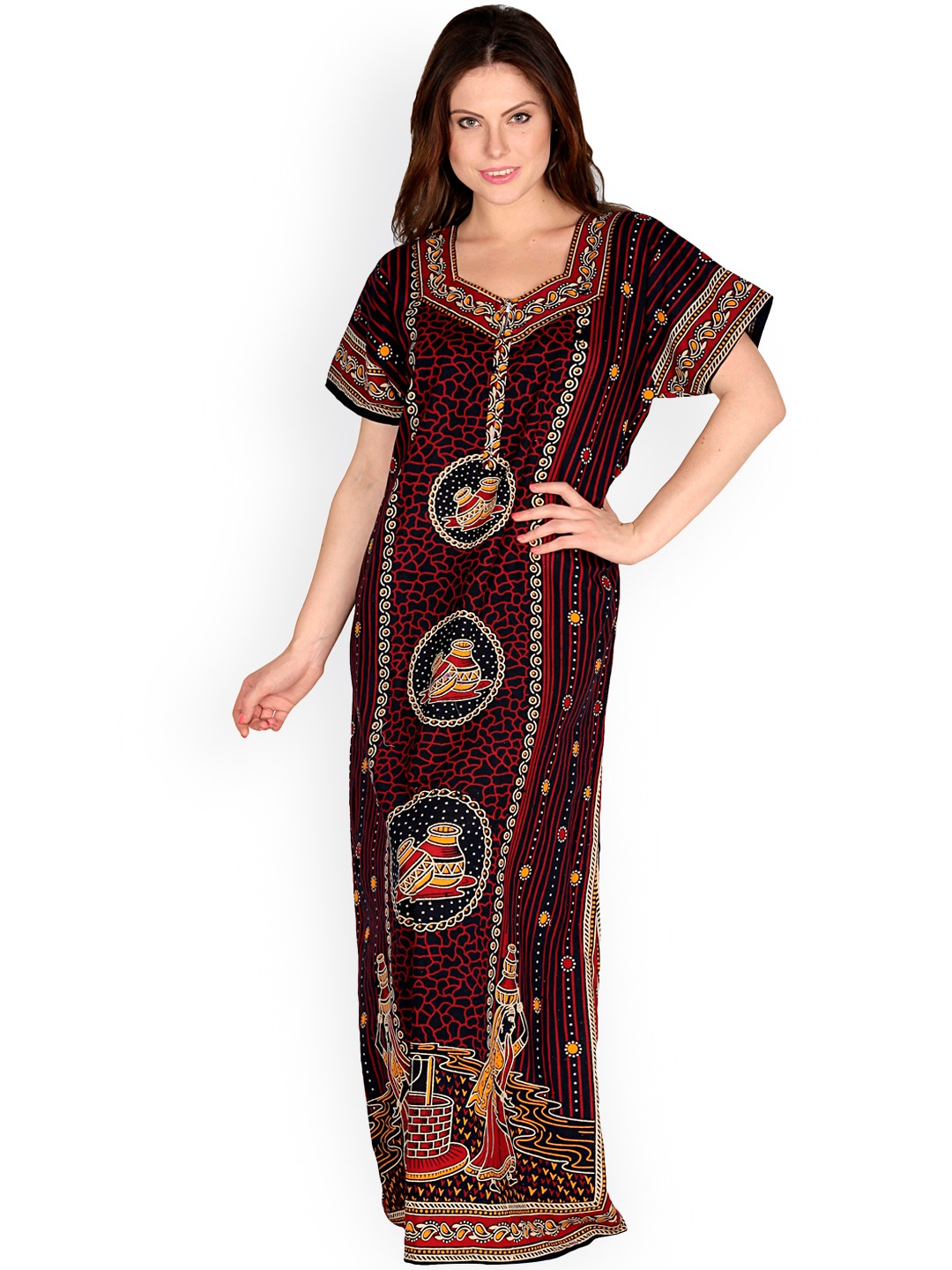 

Secret Wish Brown Printed Maxi Nightdress NT-77