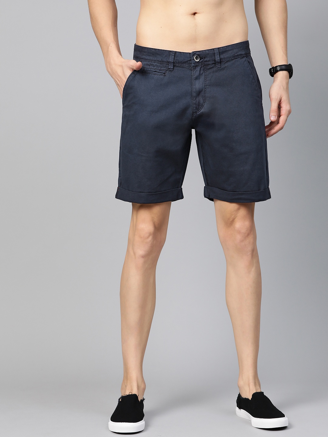 

Roadster Men Navy Blue Solid Regular Fit Chino Shorts