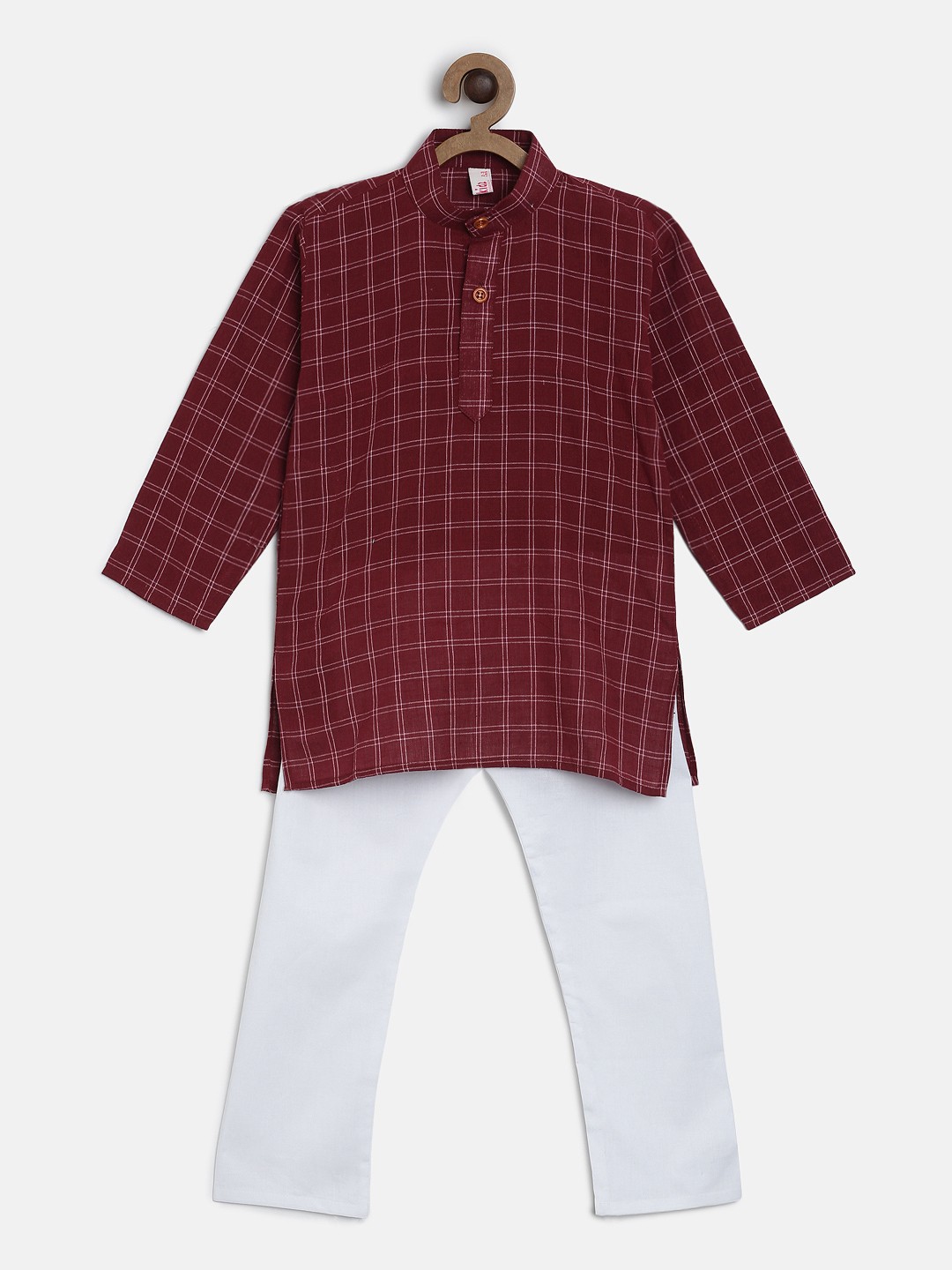 

Ridokidz Boys Maroon & White Striped Kurta with Pyjamas