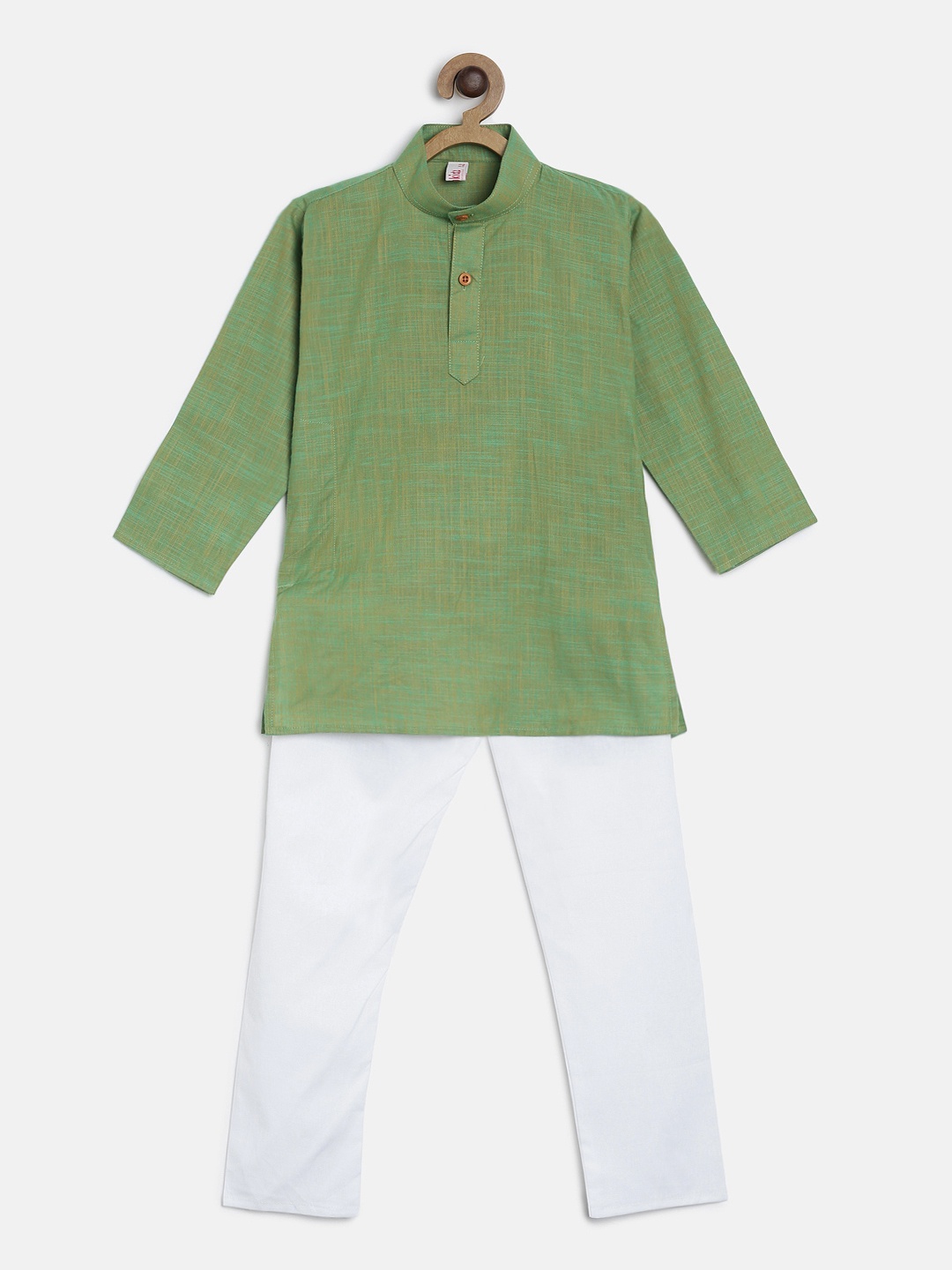 

Ridokidz Boys Green & White Self Design Kurta with Pyjamas