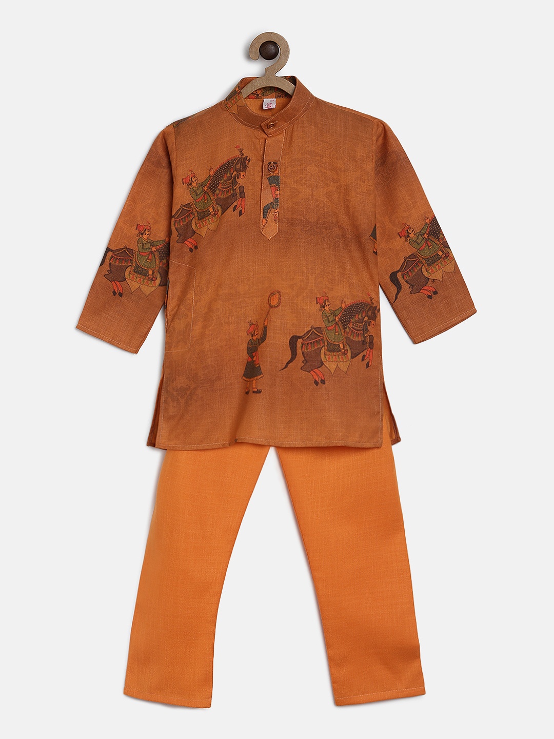 

Ridokidz Boys Orange Printed Kurta with Pyjamas