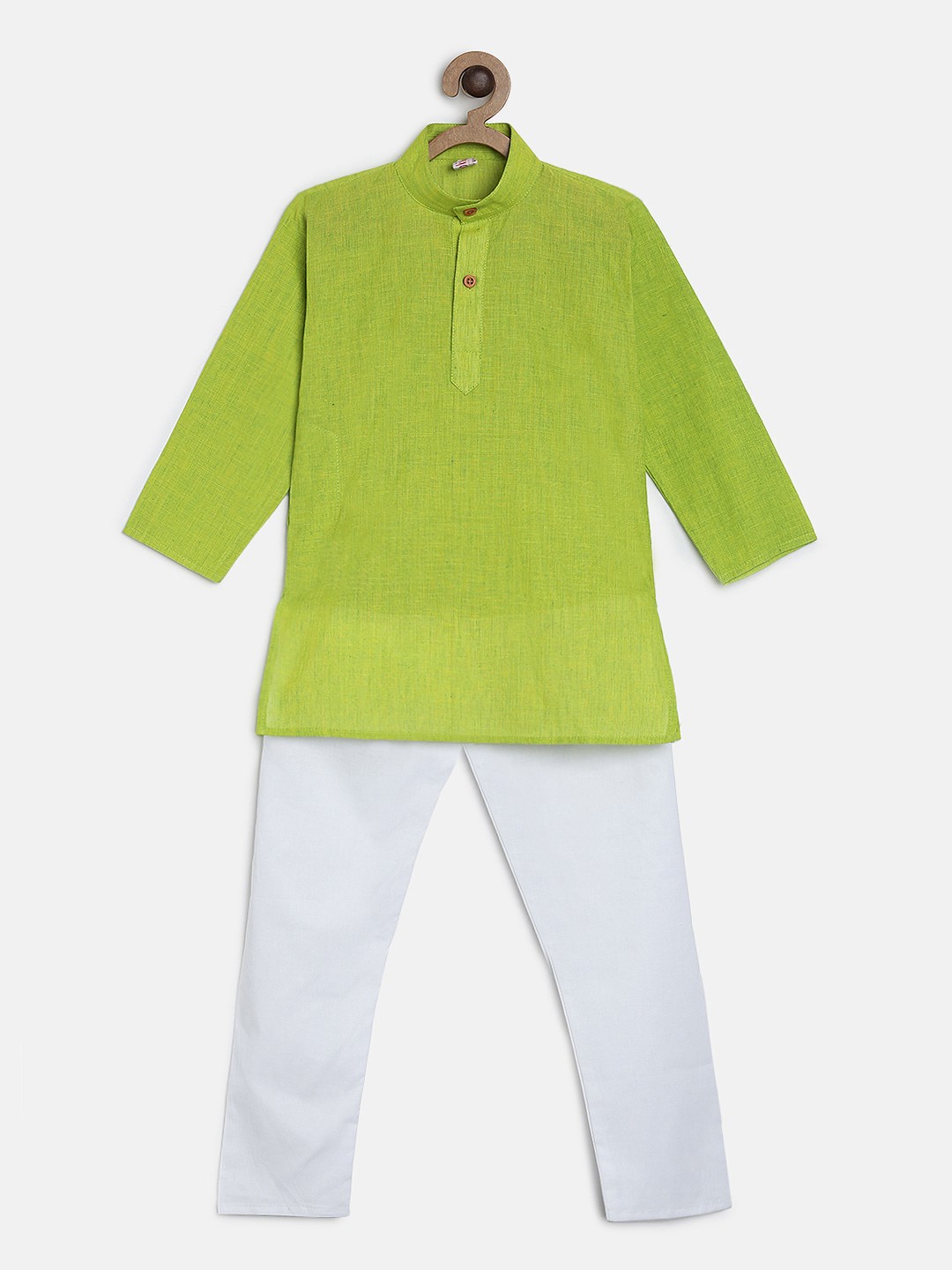 

Ridokidz Boys Lime Green & White Self Design Kurta with Pyjamas