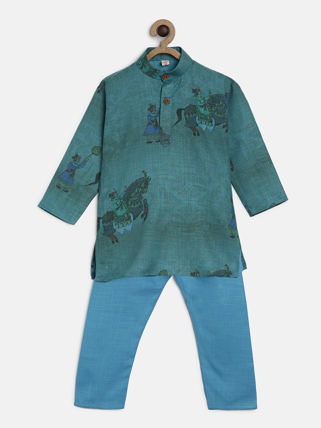 

Ridokidz Boys Blue Self Design Kurta with Pyjamas