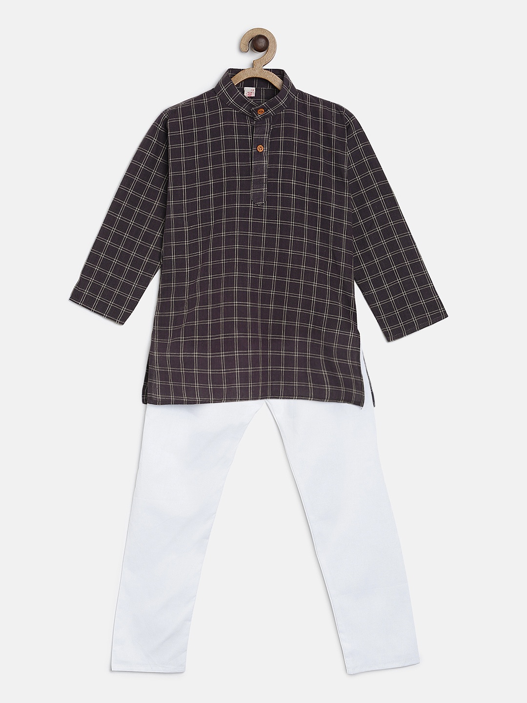 

Ridokidz Boys Violet & White Checked Kurta with Pyjamas